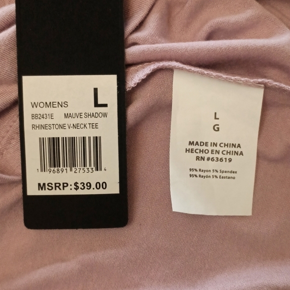 bebe Rhinestone V-Neck Tee - Picture 4 of 4